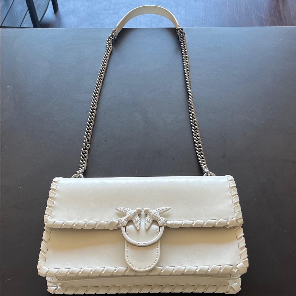 PINKO White Chain Strap Handbag